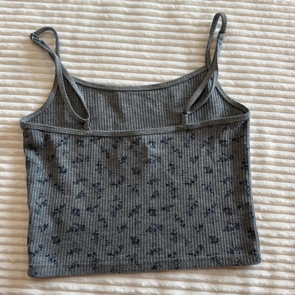 Edikted Set of 2 Spaghetti Strap Cropped Ribbed Tank Tops Floral Stripe Lace XS - Picture 13 of 14